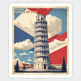 Leaning Tower of Pisa Italy Vintage Tourism Travel Poster Sticker